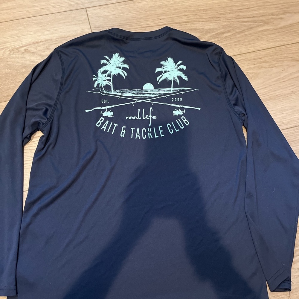 reel life brand graphic long sleeve tee rash gaurd fishing shirt